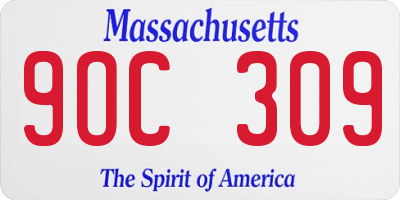 MA license plate 9OC309