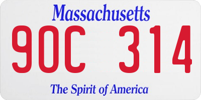 MA license plate 9OC314