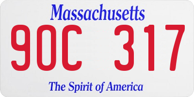 MA license plate 9OC317