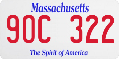 MA license plate 9OC322