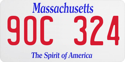 MA license plate 9OC324
