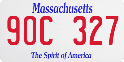 MA license plate 9OC327