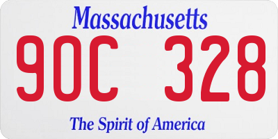 MA license plate 9OC328