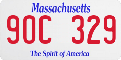 MA license plate 9OC329