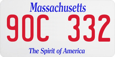 MA license plate 9OC332