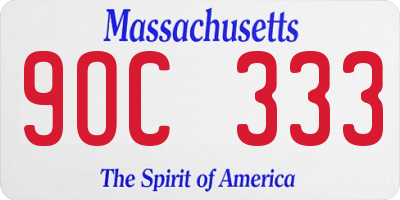 MA license plate 9OC333