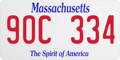 MA license plate 9OC334