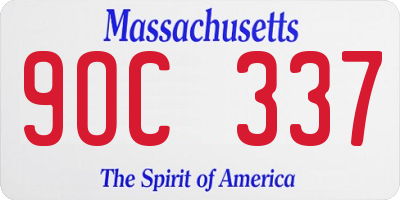 MA license plate 9OC337