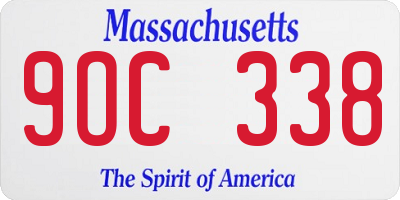 MA license plate 9OC338