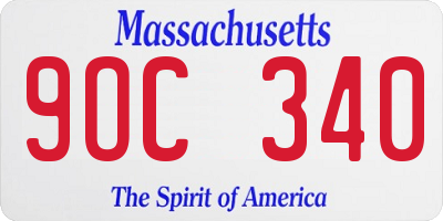 MA license plate 9OC340