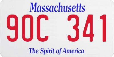 MA license plate 9OC341