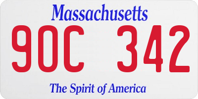 MA license plate 9OC342
