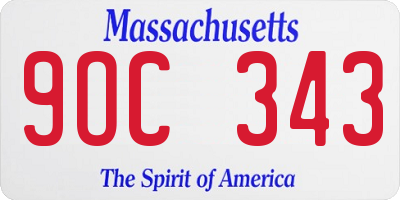 MA license plate 9OC343