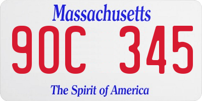 MA license plate 9OC345