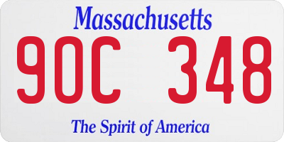 MA license plate 9OC348