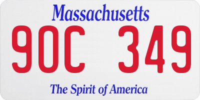 MA license plate 9OC349