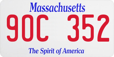 MA license plate 9OC352