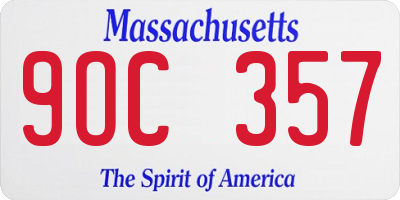 MA license plate 9OC357