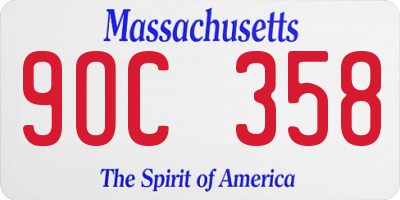 MA license plate 9OC358