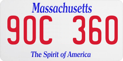 MA license plate 9OC360