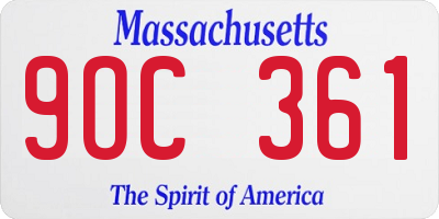 MA license plate 9OC361