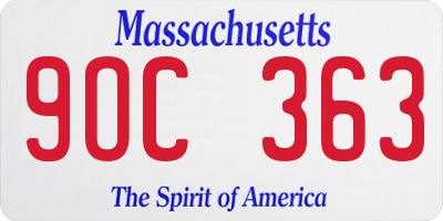 MA license plate 9OC363