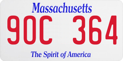 MA license plate 9OC364