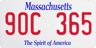 MA license plate 9OC365