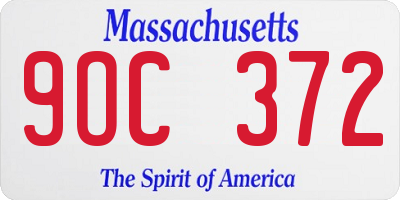 MA license plate 9OC372