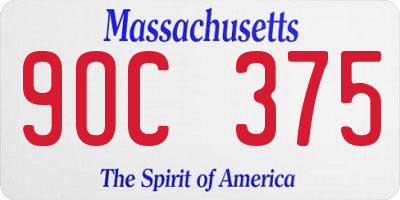 MA license plate 9OC375