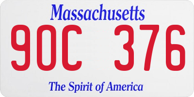 MA license plate 9OC376