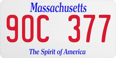 MA license plate 9OC377