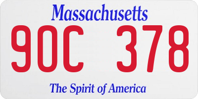 MA license plate 9OC378