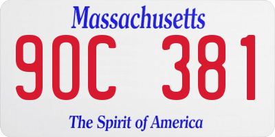 MA license plate 9OC381