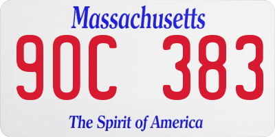 MA license plate 9OC383