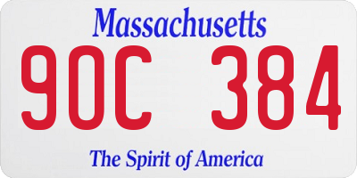 MA license plate 9OC384