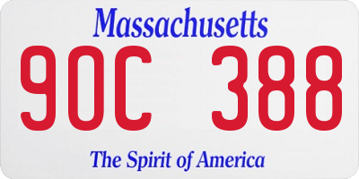 MA license plate 9OC388