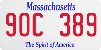 MA license plate 9OC389