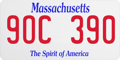 MA license plate 9OC390