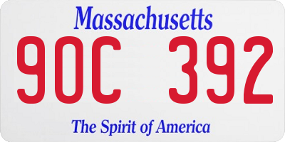 MA license plate 9OC392