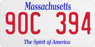 MA license plate 9OC394