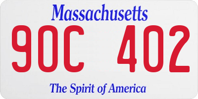 MA license plate 9OC402