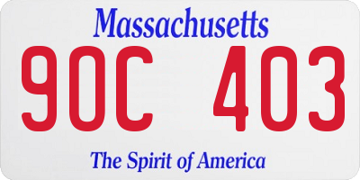 MA license plate 9OC403