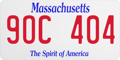 MA license plate 9OC404