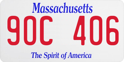 MA license plate 9OC406
