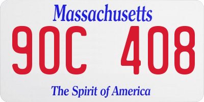 MA license plate 9OC408