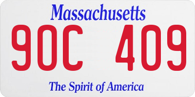 MA license plate 9OC409