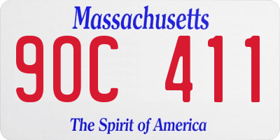MA license plate 9OC411