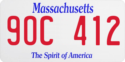 MA license plate 9OC412