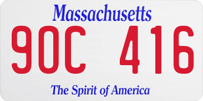 MA license plate 9OC416